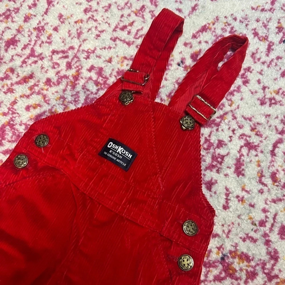 Vintage OshKosh B’Gosh 3/6M Corduroy Overalls with Crane Mouse Patch